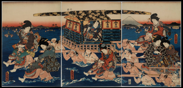 Genji de l’Est traversant le fleuve Ōi